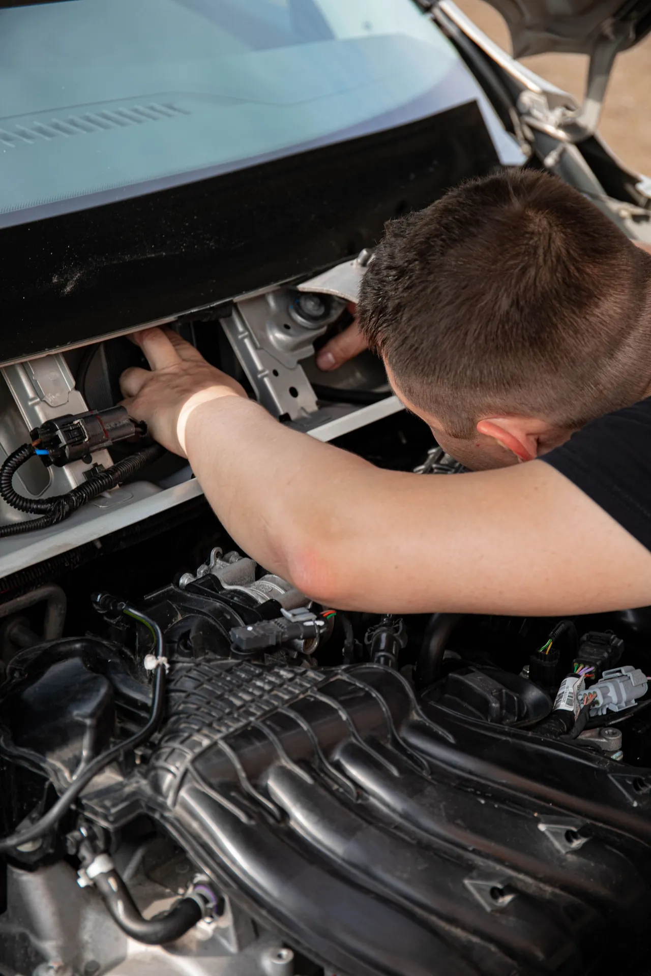 Close view of a mechanical inspection
