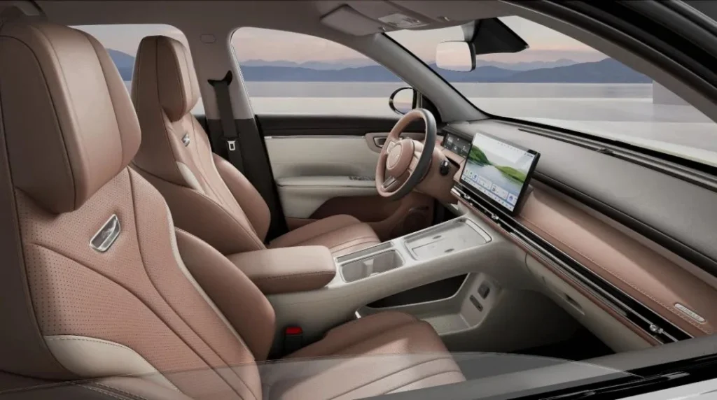Wuling Bingo S warm-brown front seats and floating center console
