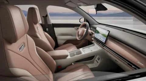 Wuling Bingo S warm-brown front seats and floating center console